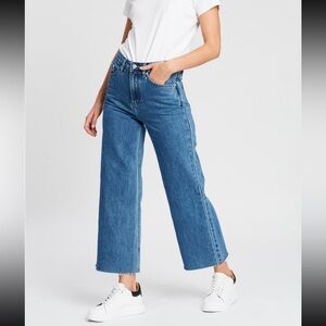 Assembly Label vintage blue high waisted flare cut off jeans AU12 (US 8-10) NWOT